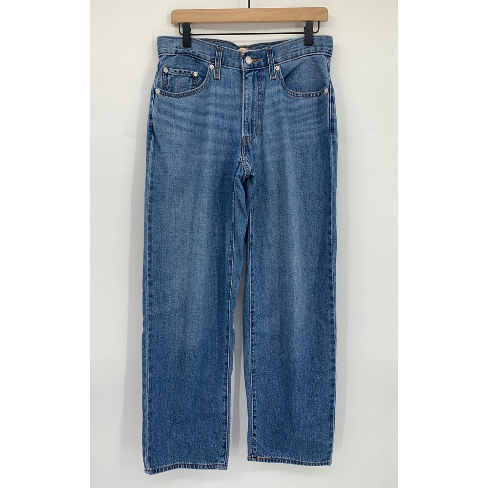 Levis Baggy Dad Jeans Women 27 Blue Straight Wide Leg Medium Wash Denim Pants